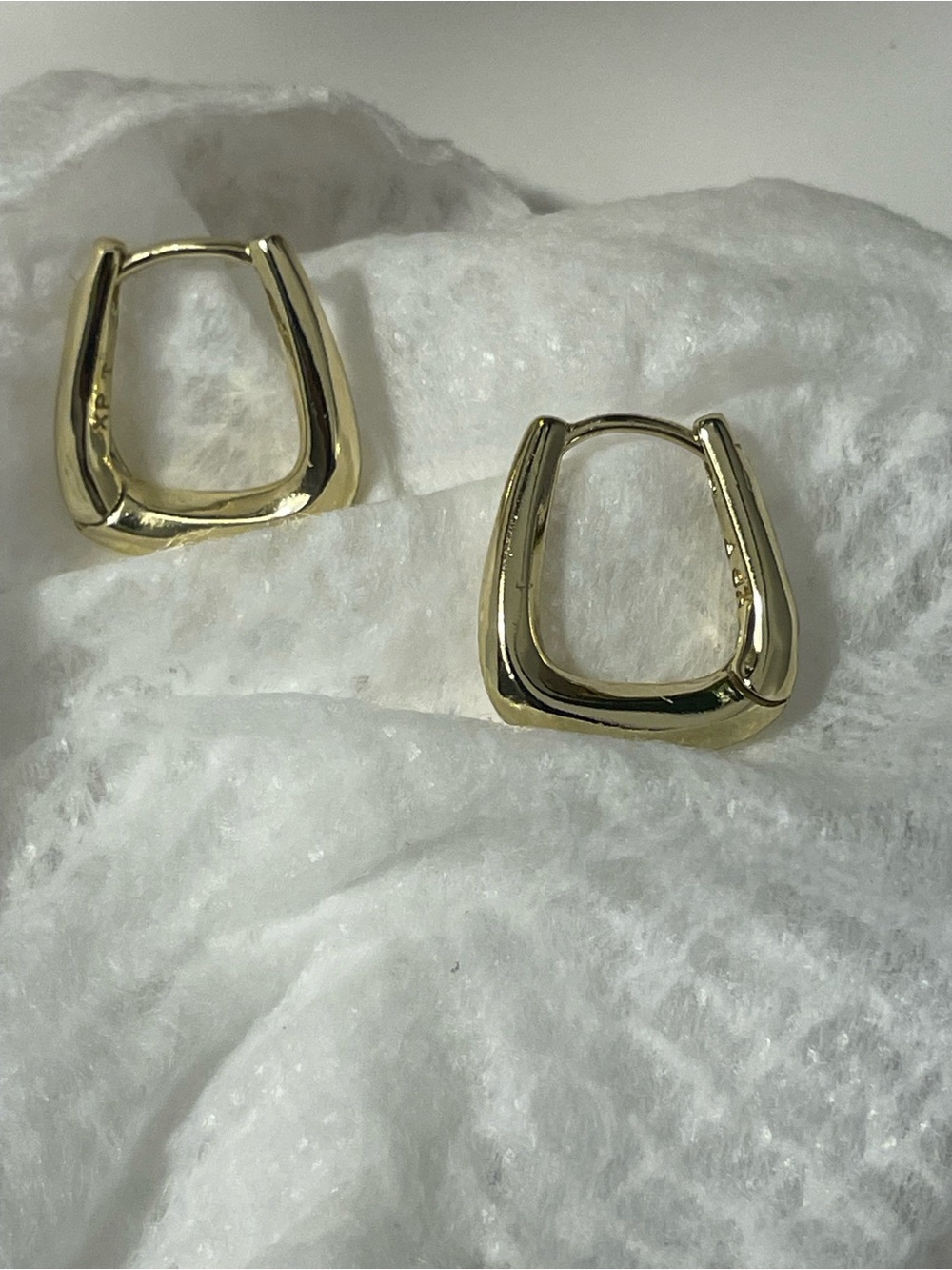 Gold Tone Sculpted Hoop Earrings - Women Jewelry